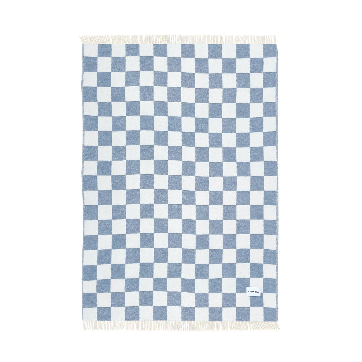 Checkerboard Denim Blue White Blanket