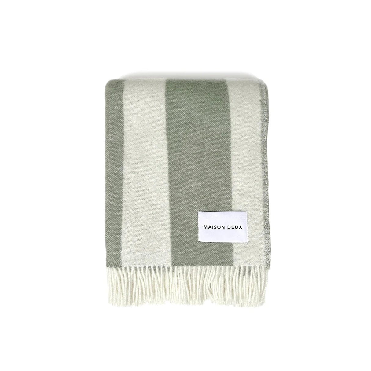 Maison Deux Rough Stripe Green Blanket