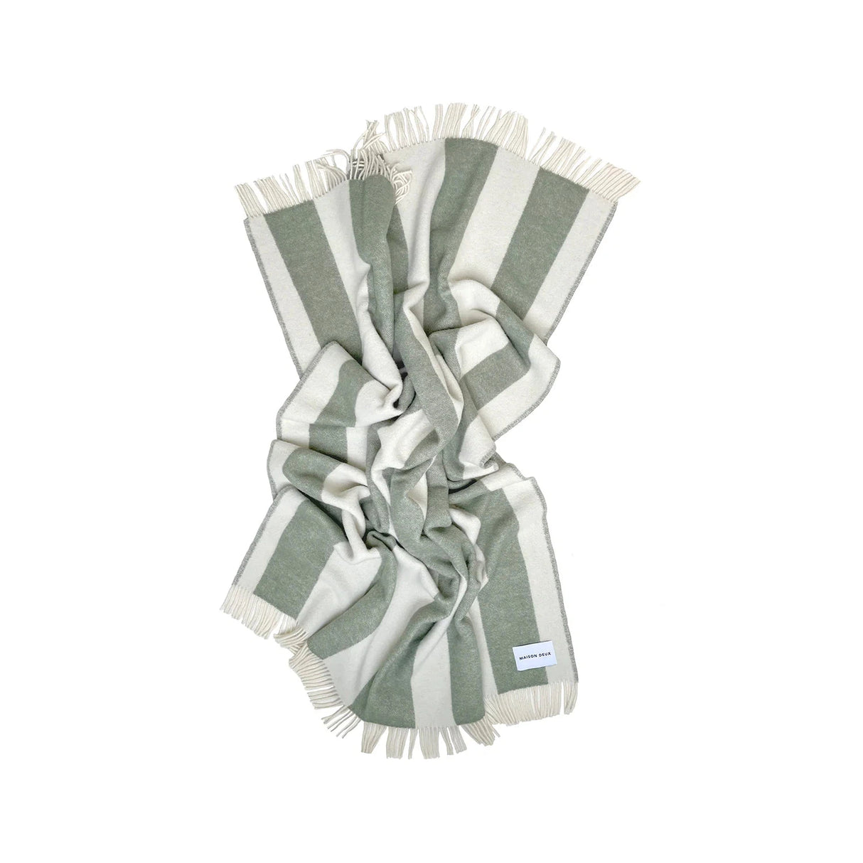 Maison Deux Rough Stripe Green Blanket