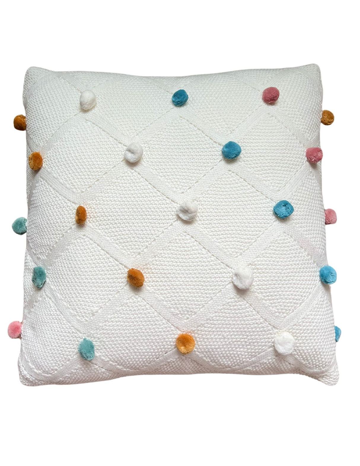 Polka Dot Pom Pom Throw Pillow