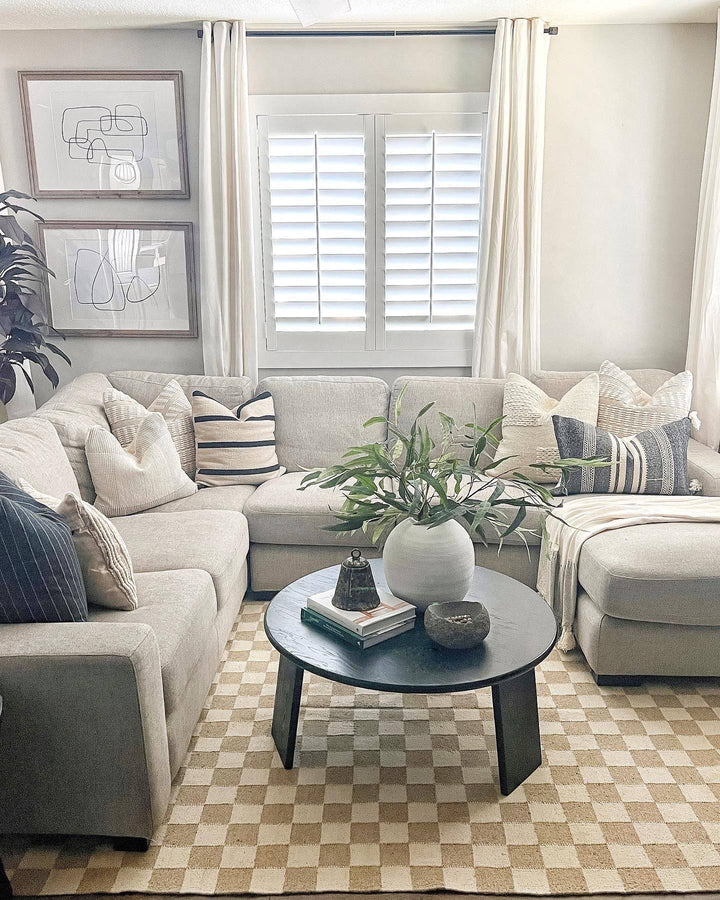 Checkered Natural Cream Area Rug