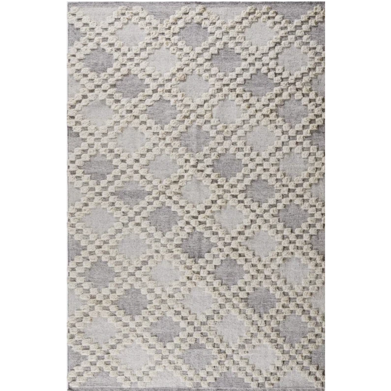 Grey and Cream Moroccan Texture Wool Rug