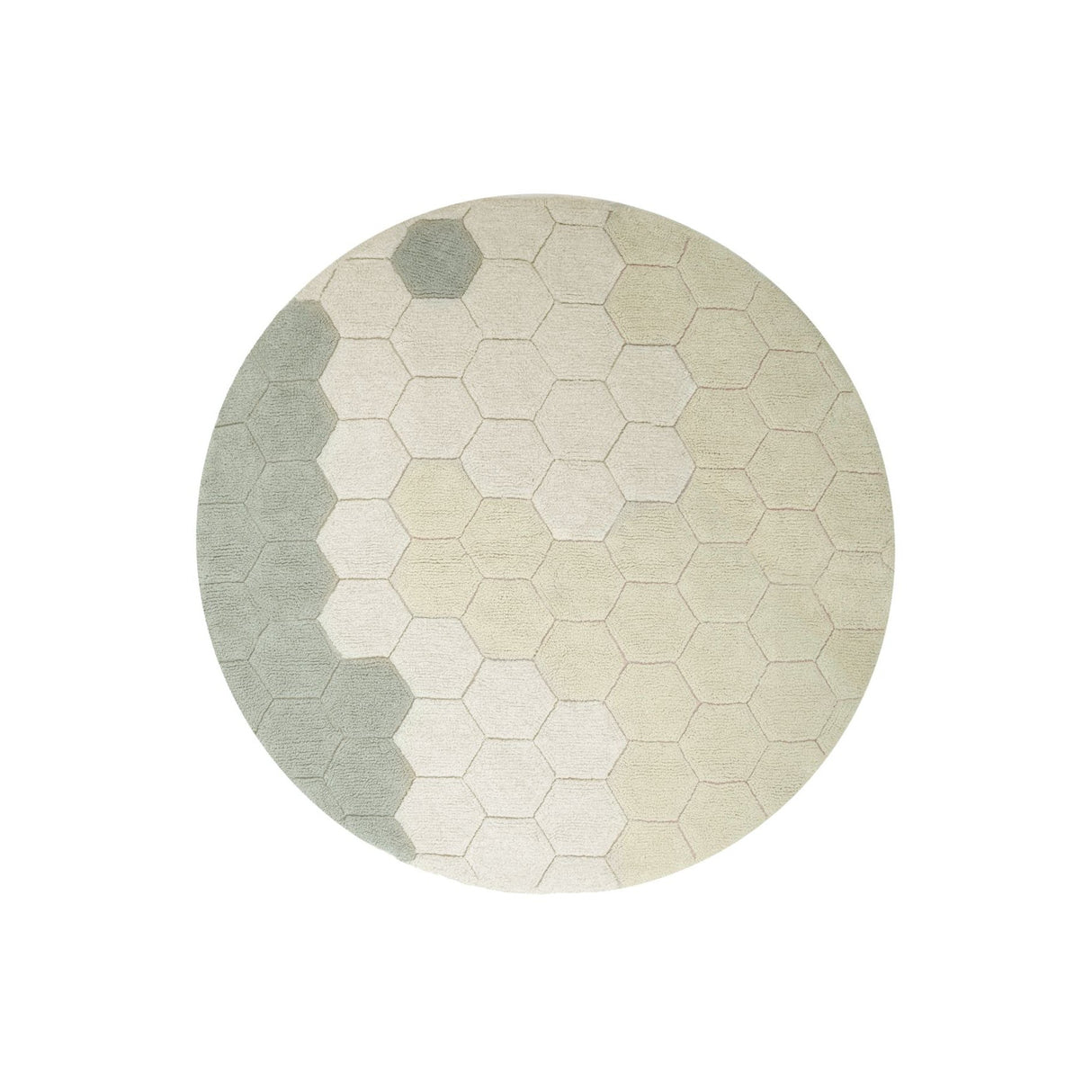 Planet Bee Round Honeycomb Blue Sage Washable Rug