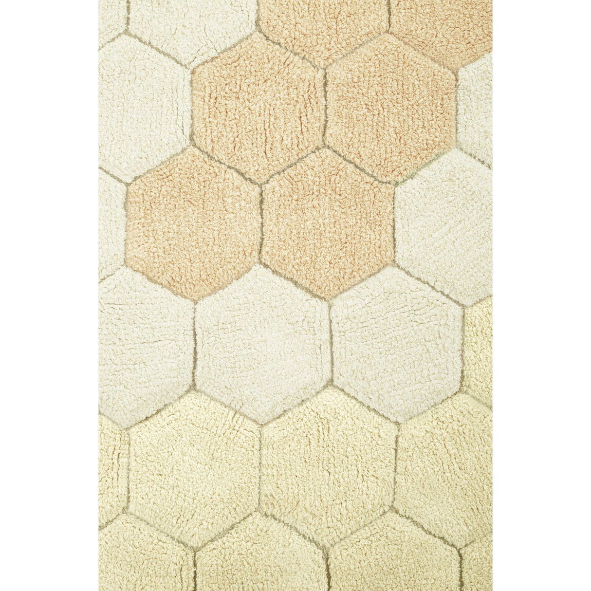 Planet Bee Round Honeycomb Golden Washable Rug