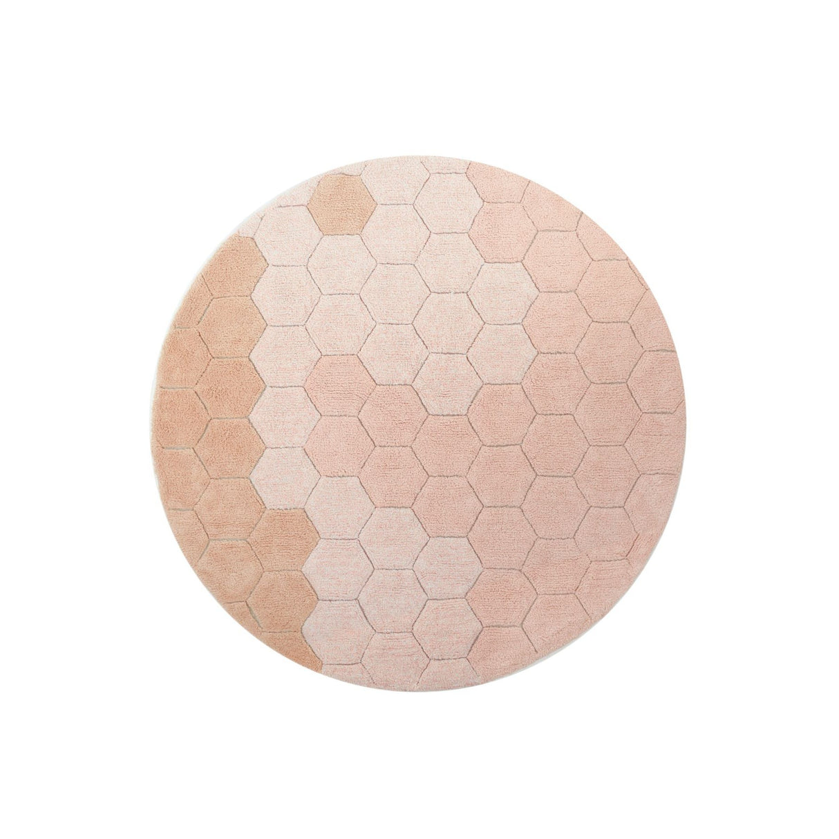 Planet Bee Round Honeycomb Rose Washable Rug
