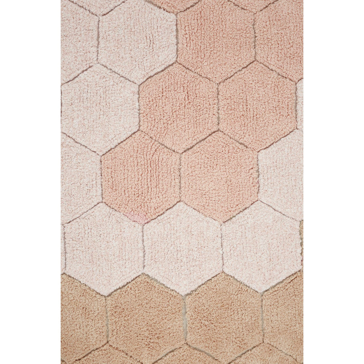 Planet Bee Round Honeycomb Rose Washable Rug