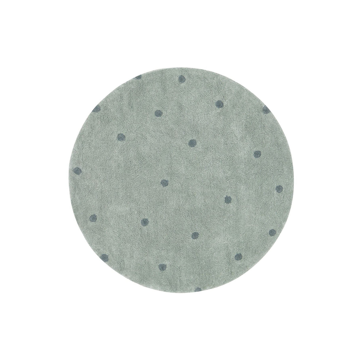 Round Dot Blue Sage Washable Rug