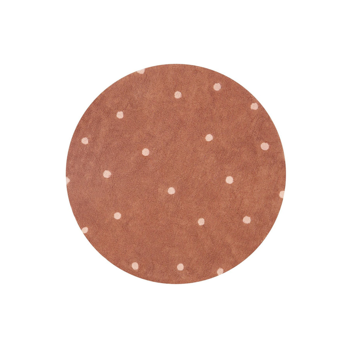 Round Dot Chestnut Washable Rug