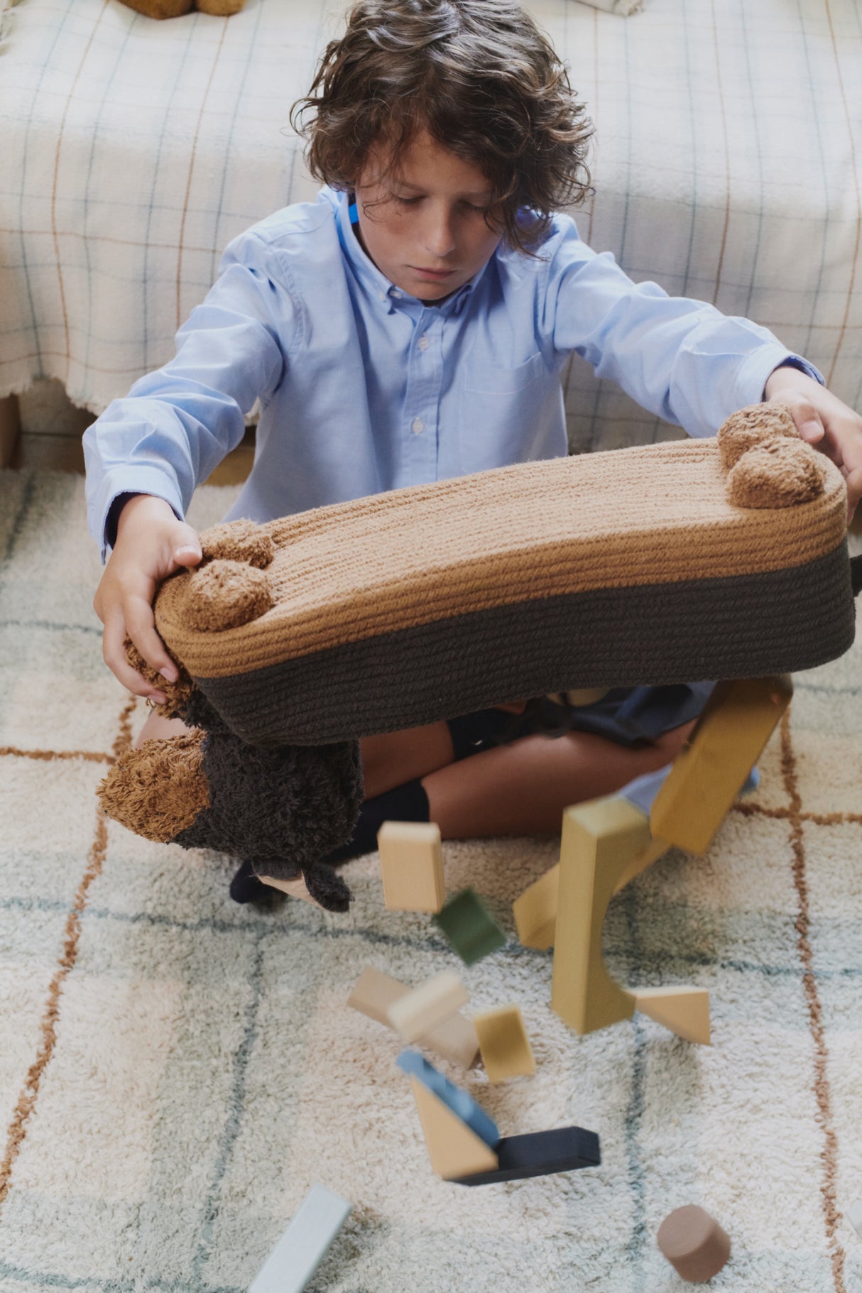 Tartan Blue Sage Washable Area Rug