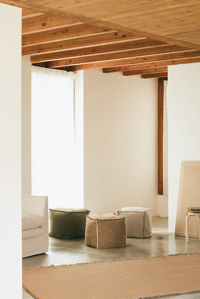 Handloom Pouf Natural