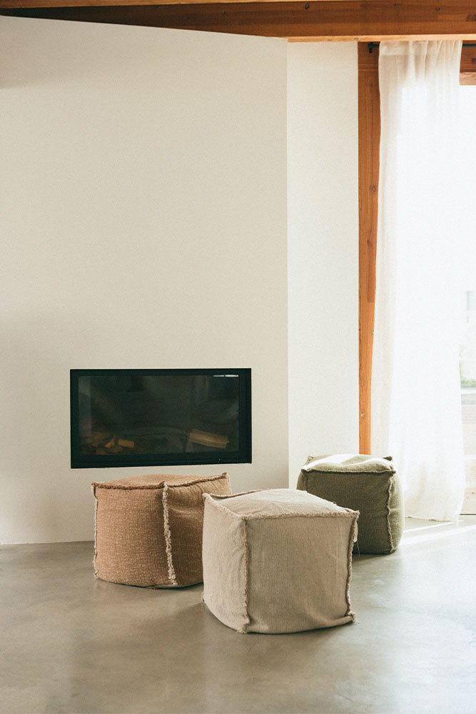Handloom Pouf Natural