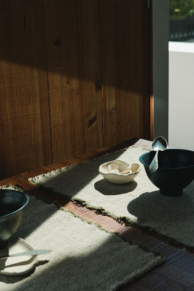 Handloom Placemat Natural and Kaki, Set of 4