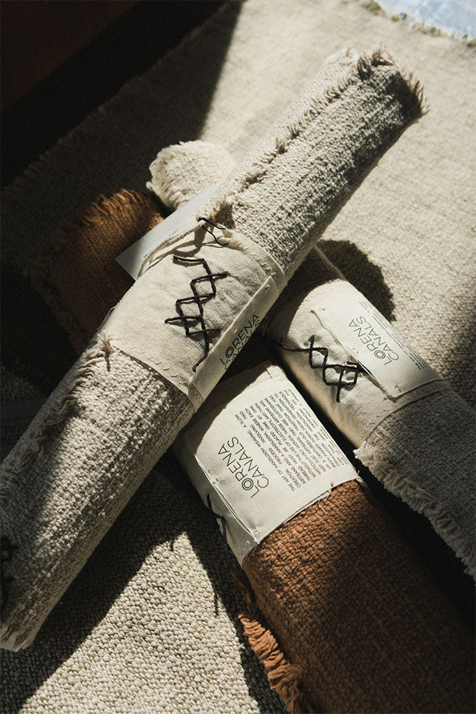 Handloom Placemat Natural and Kaki, Set of 4