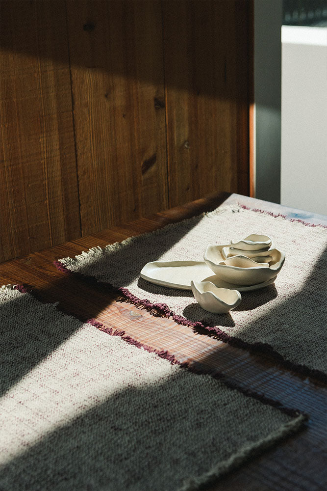 Handloom Placemat Natural and Marsala, Set of 4