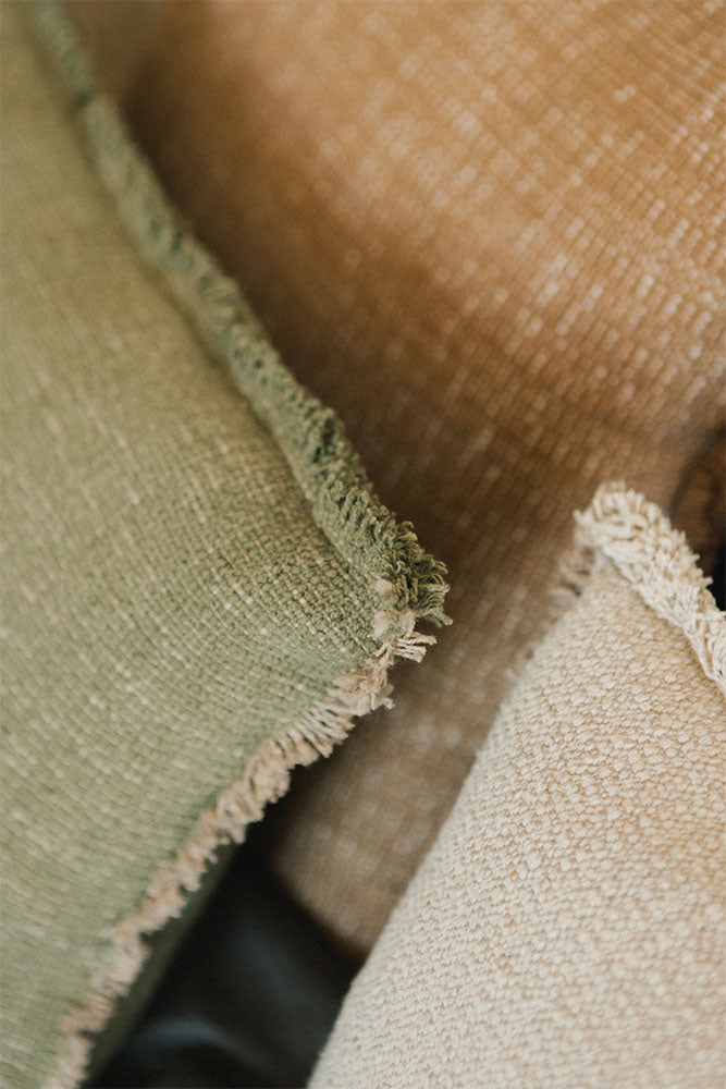 Handloom Rectangular Cushion Kaki