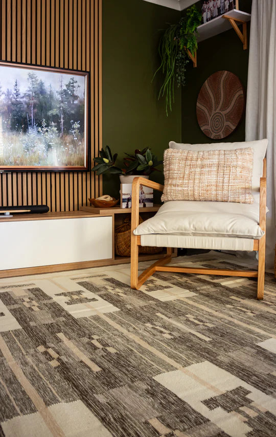 Grey and Sage Flatweave Area Rug