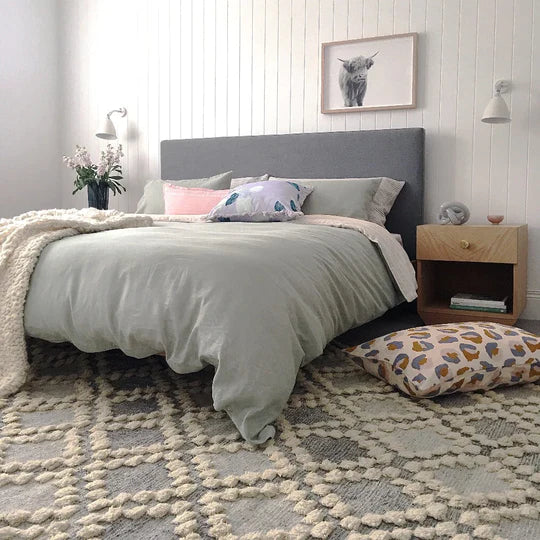 Grey and Cream Moroccan Texture Wool Rug