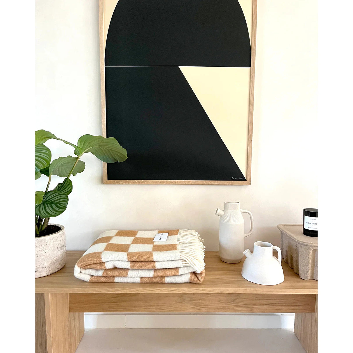 Checkerboard Terra Brown White Blanket