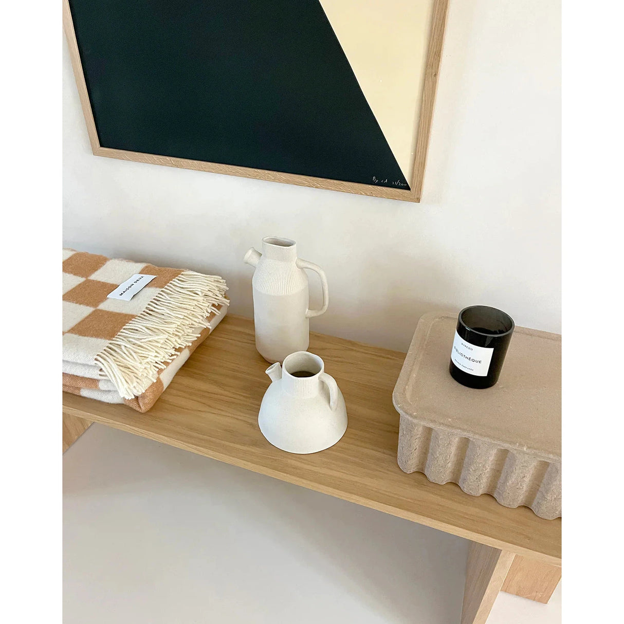 Checkerboard Terra Brown White Blanket