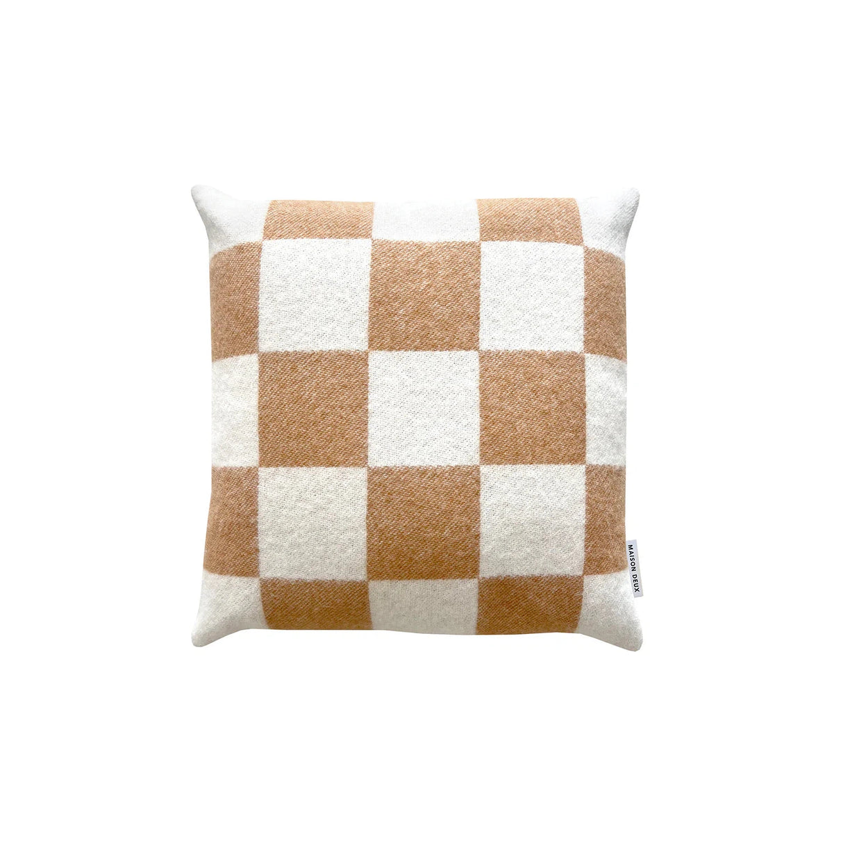Checkerboard Terra Brown White Cushion