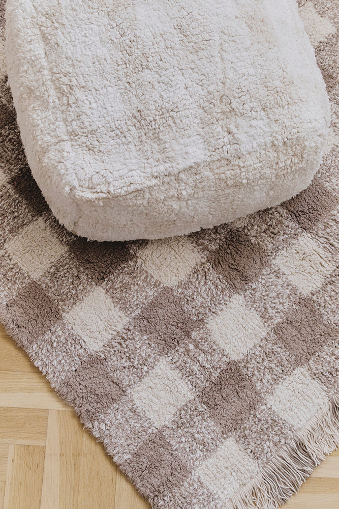 Vichy Ivory Pouf - Rugs by Roo