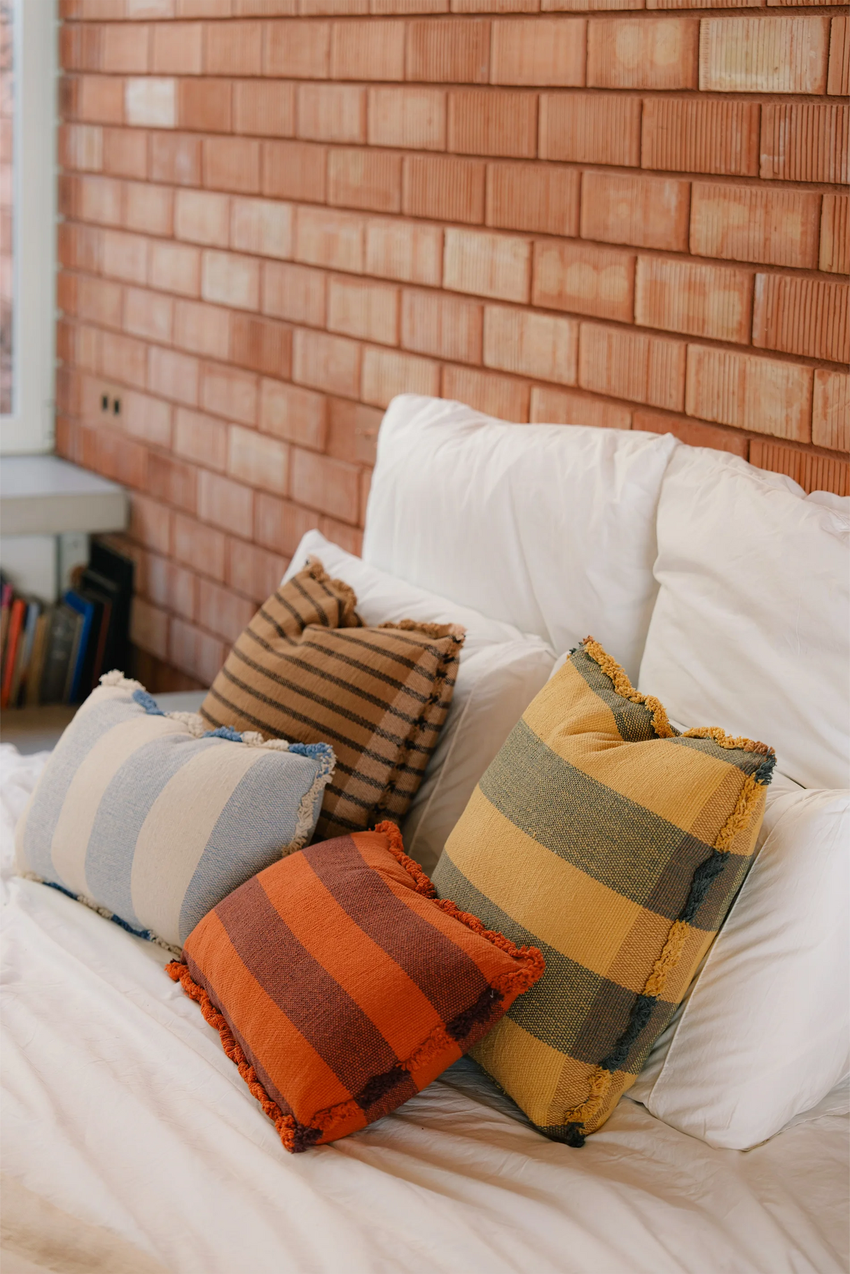 Rectangular Lines Blue Cushion