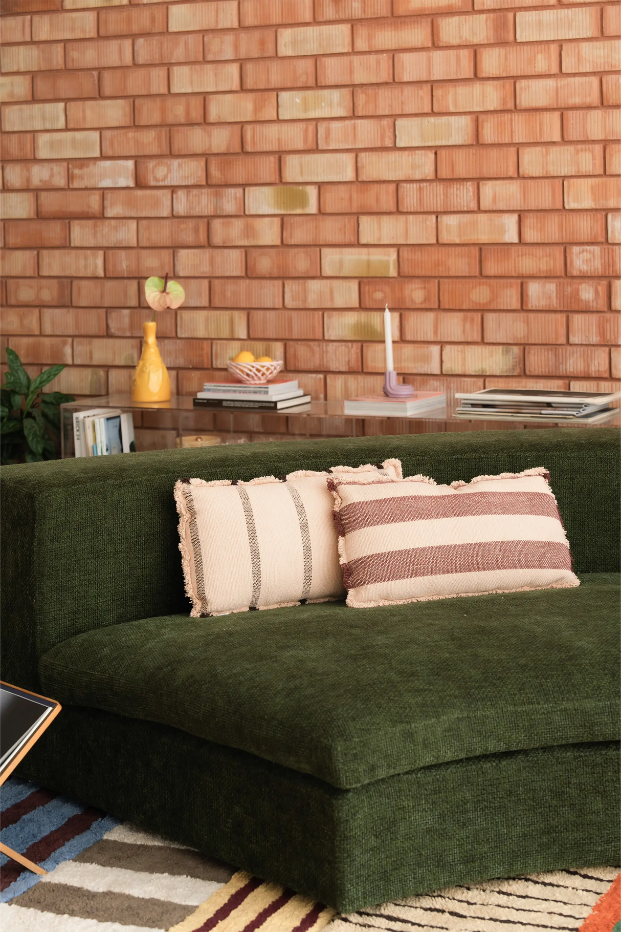 Rectangular Lines Marsala Cushion