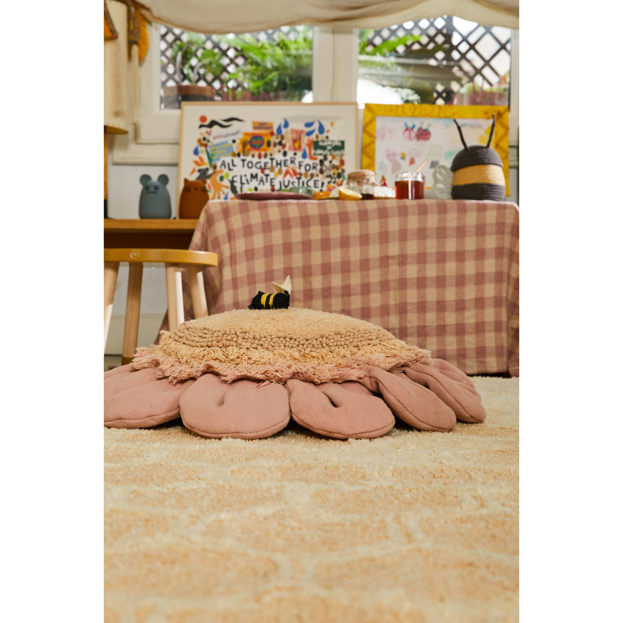 Planet Bee Pink Daisy Floor Cushion