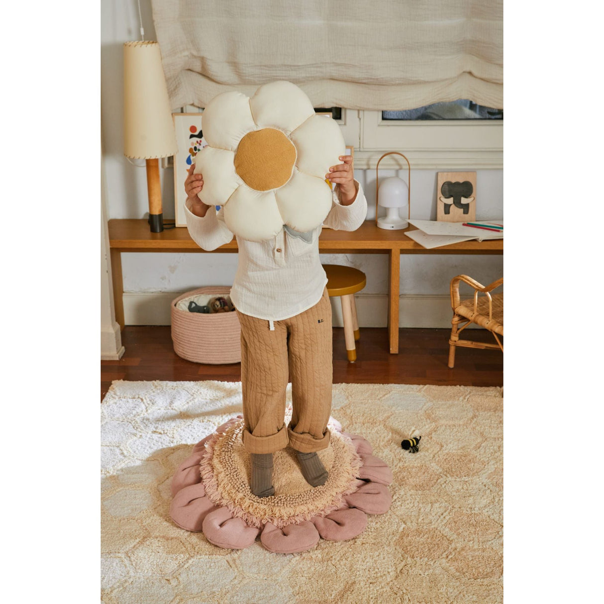 Planet Bee Pink Daisy Floor Cushion