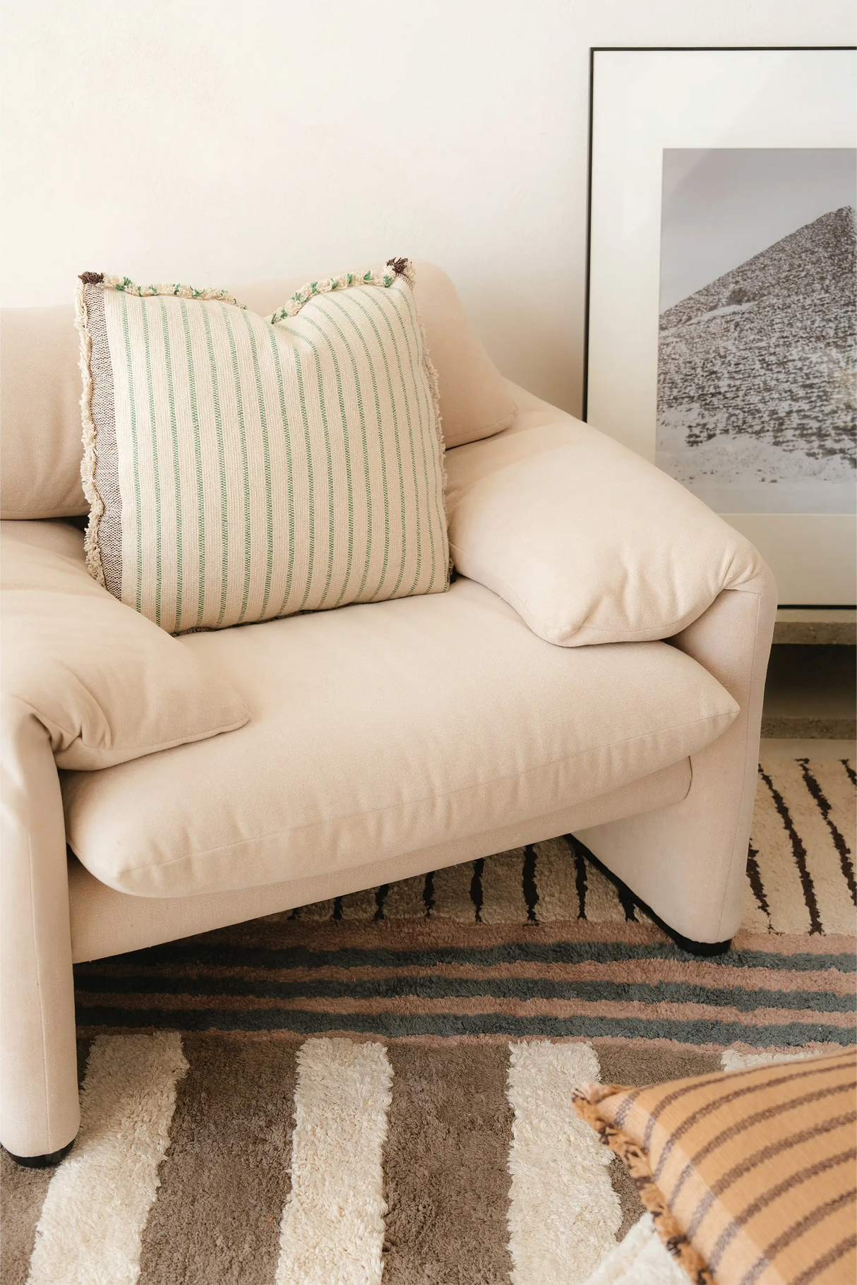 Square Lines Green Cushion