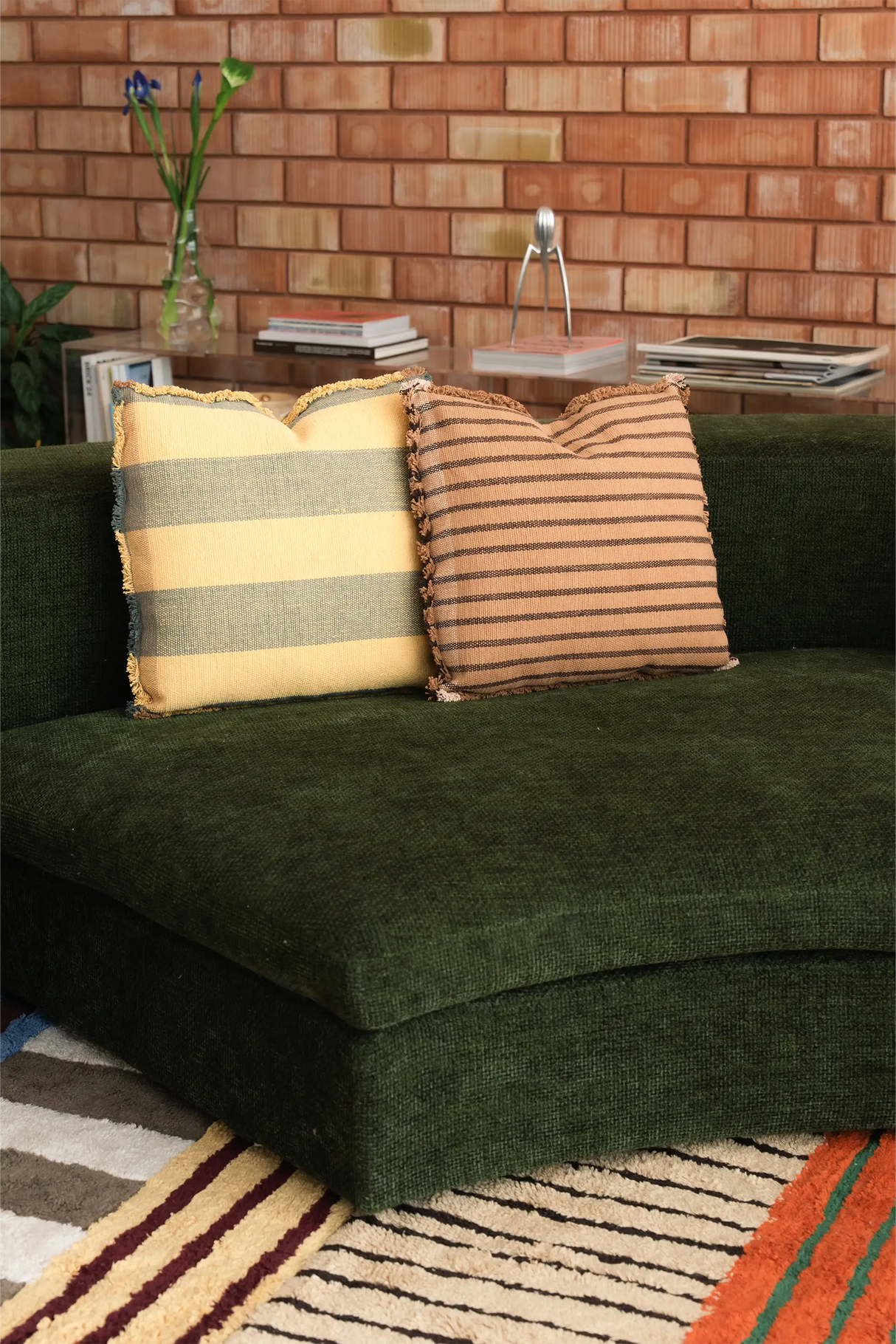 Square Lines Ochre Cushion