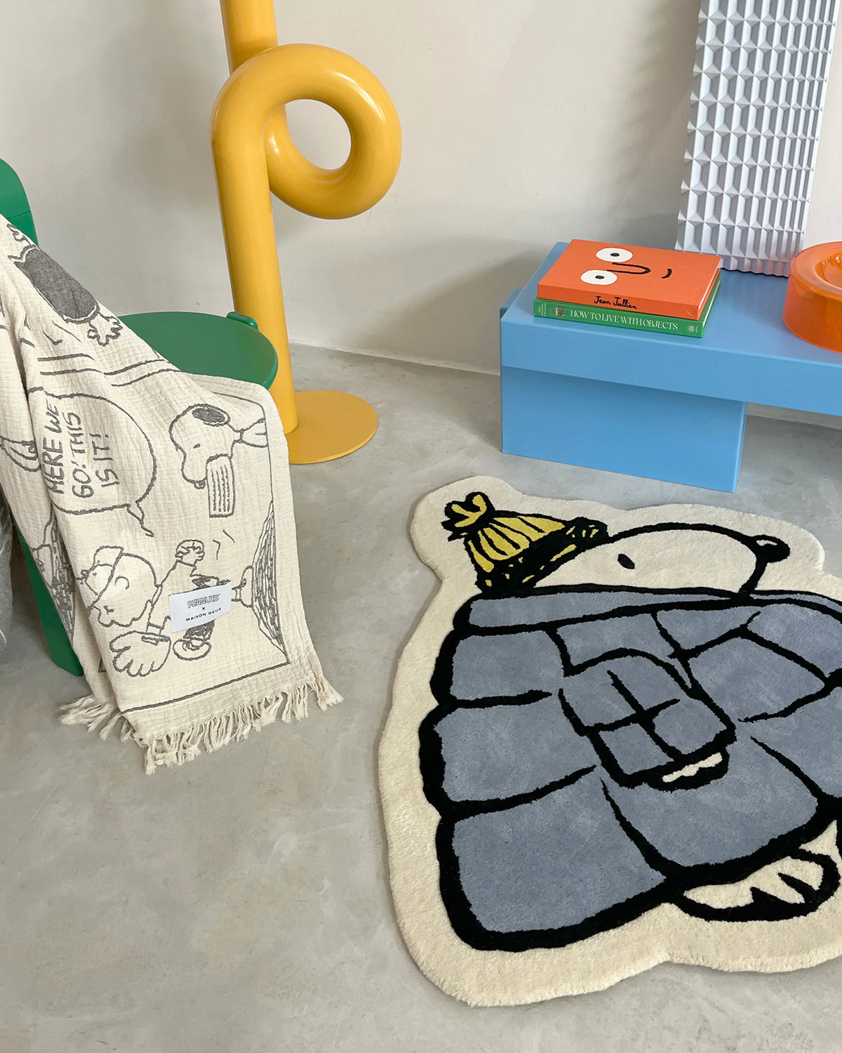 Blanket PEANUTS BASEBALL Comic Strip Cotton Black/White