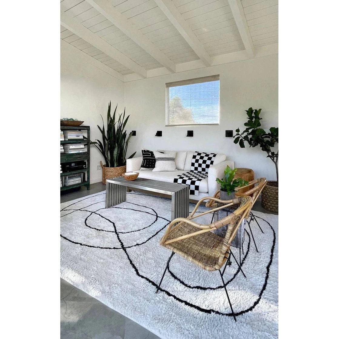 Monochrome Checkered Black and White Throw Blanket