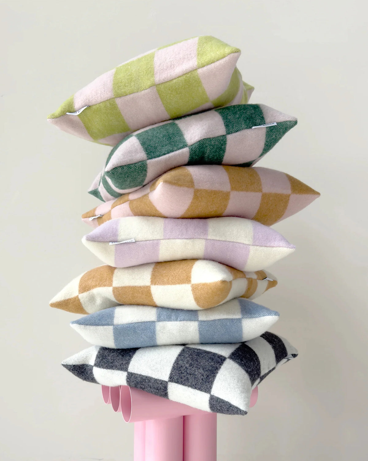 Cushion Cover CHECKERBOARD Kiwi/Pink