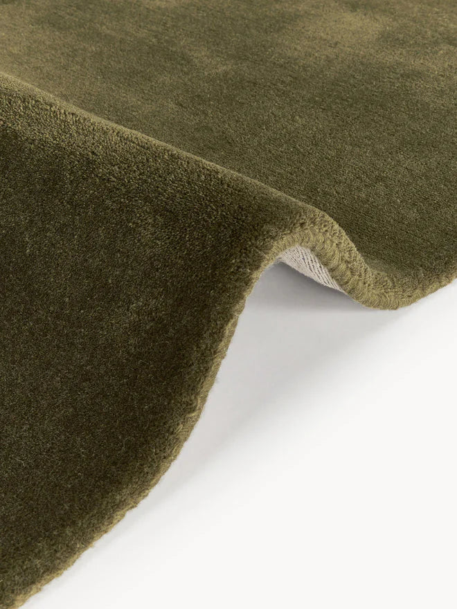 Haven Sea Moss Olive Green Solid Wool Area Rug