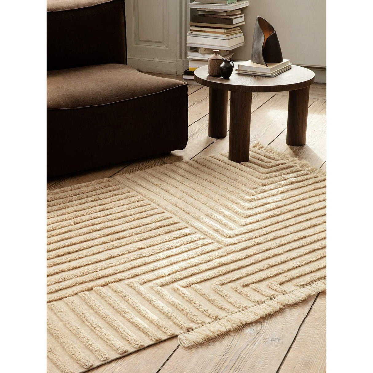 Rugs by Roo | ferm LIVING Crease Wool Rug Light Sand Small Area Rug-1104264661