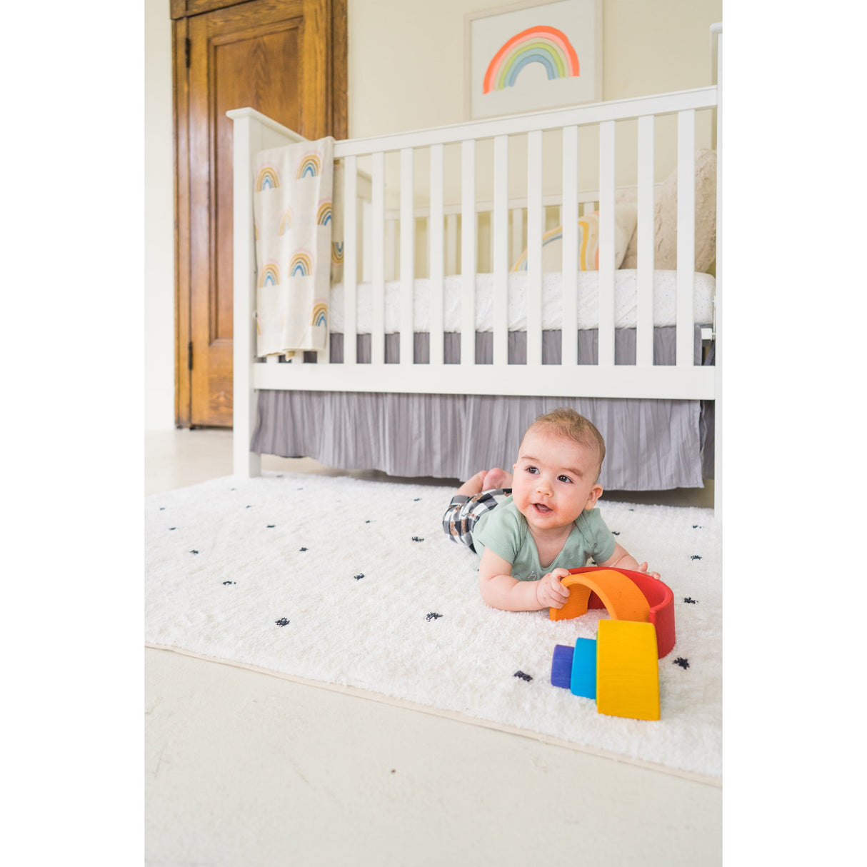 Signature Organic Cotton Ivory with Black Dots Washable Area Rug