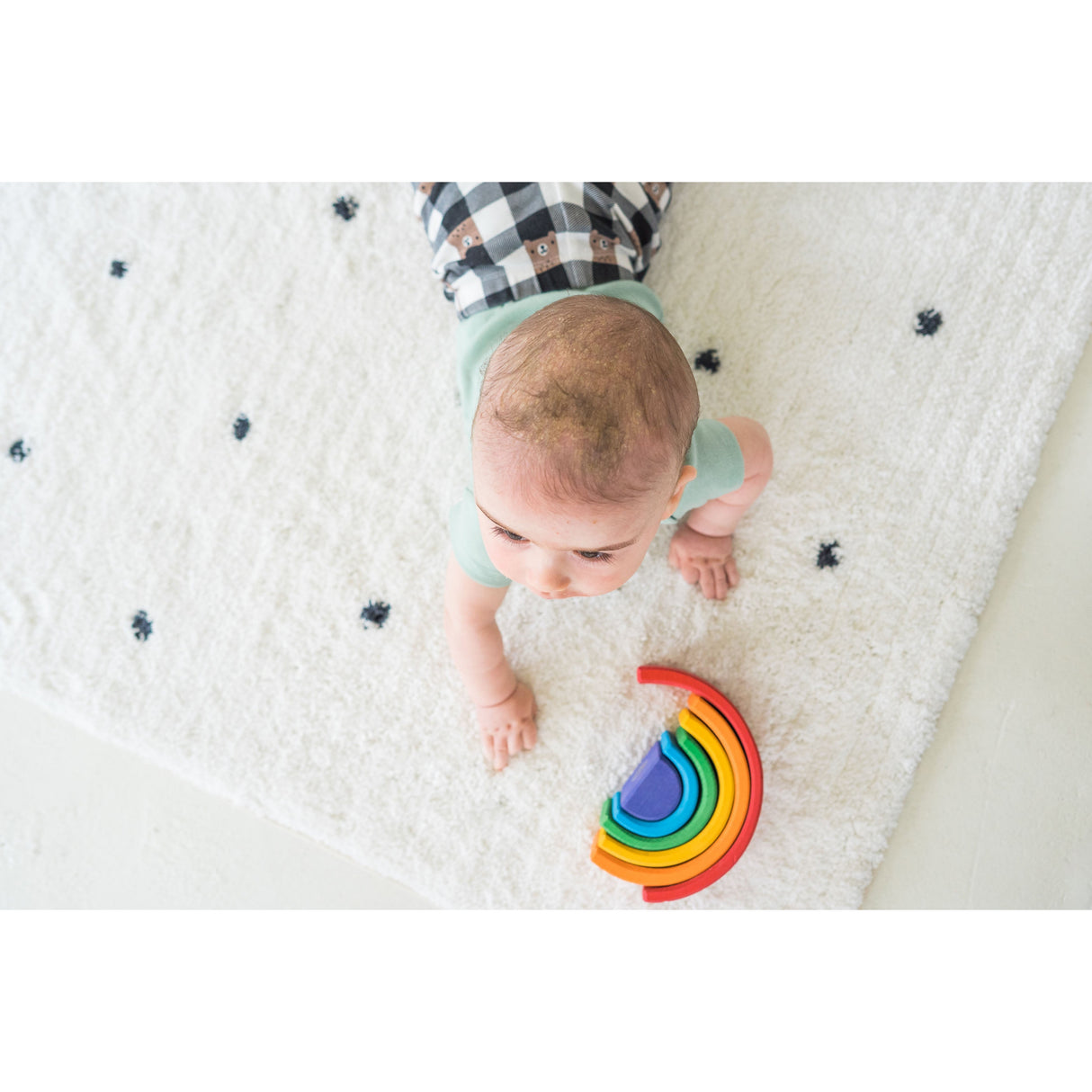 Signature Organic Cotton Ivory with Black Dots Washable Area Rug