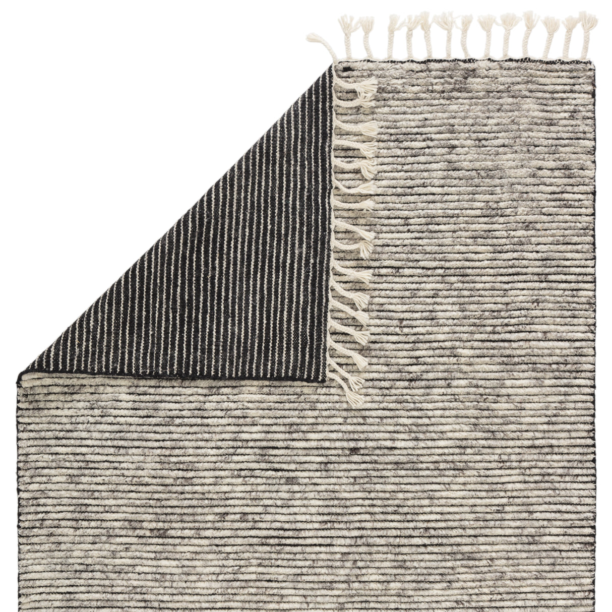 Rugs by Roo | Jaipur Living Alpine Hand-Knotted Striped White Gray Area Rug-RUG134417