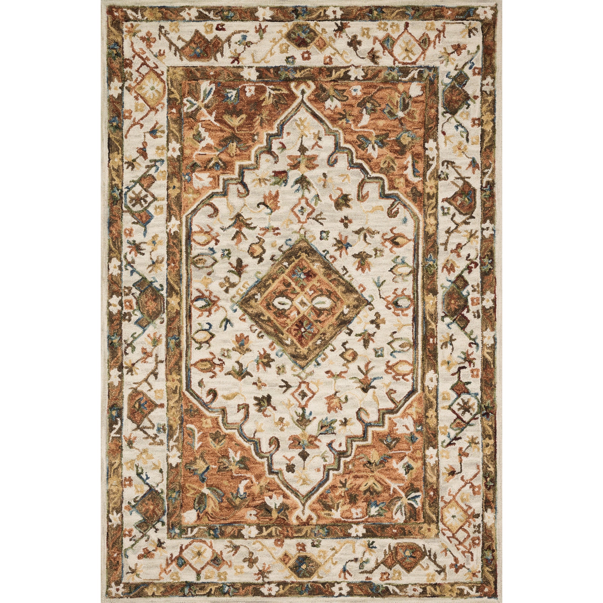 Rugs by Roo Loloi Beatty Ivory Rust Area Rug in size 18" x 18" Sample