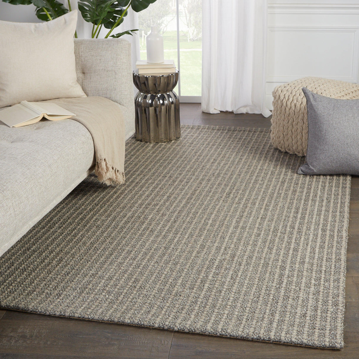 Rugs by Roo | Jaipur Living Tane Natural Solid Gray Area Rug-RUG145961