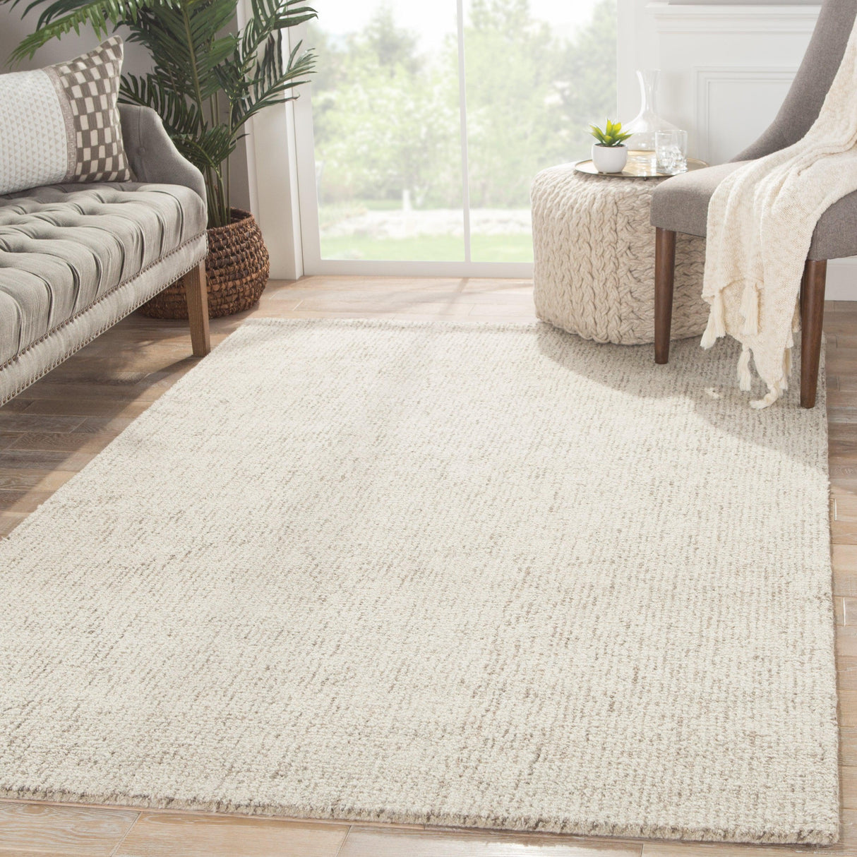 Rugs by Roo | Jaipur Living Oland Handmade Solid White Brown Area Rug-RUG113083