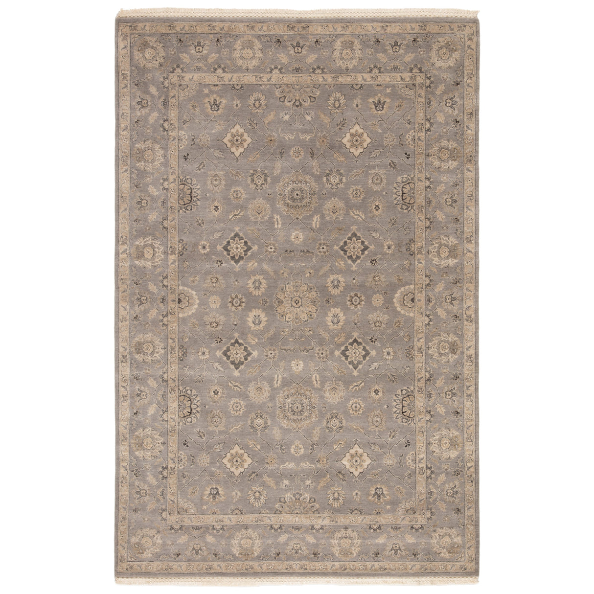 Rugs by Roo | Jaipur Living Riverton Hand-Knotted Medallion Gray Tan Area Rug-RUG133647