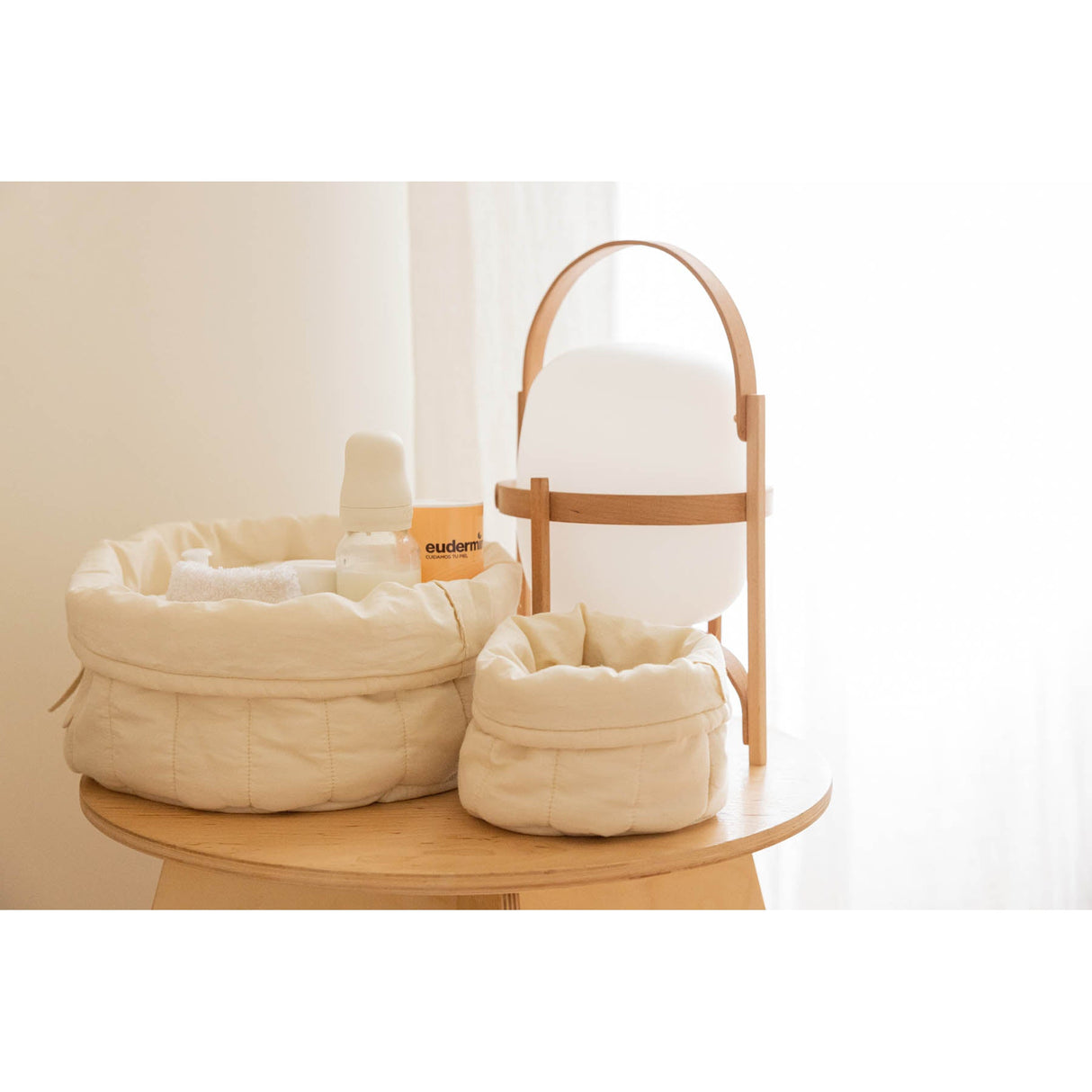Bambie Natural Set of Two Quilted Baskets