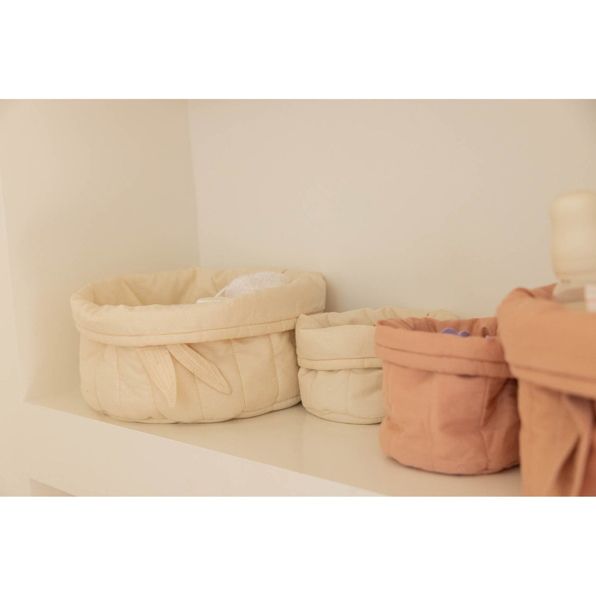 Bambie Natural Set of Two Quilted Baskets
