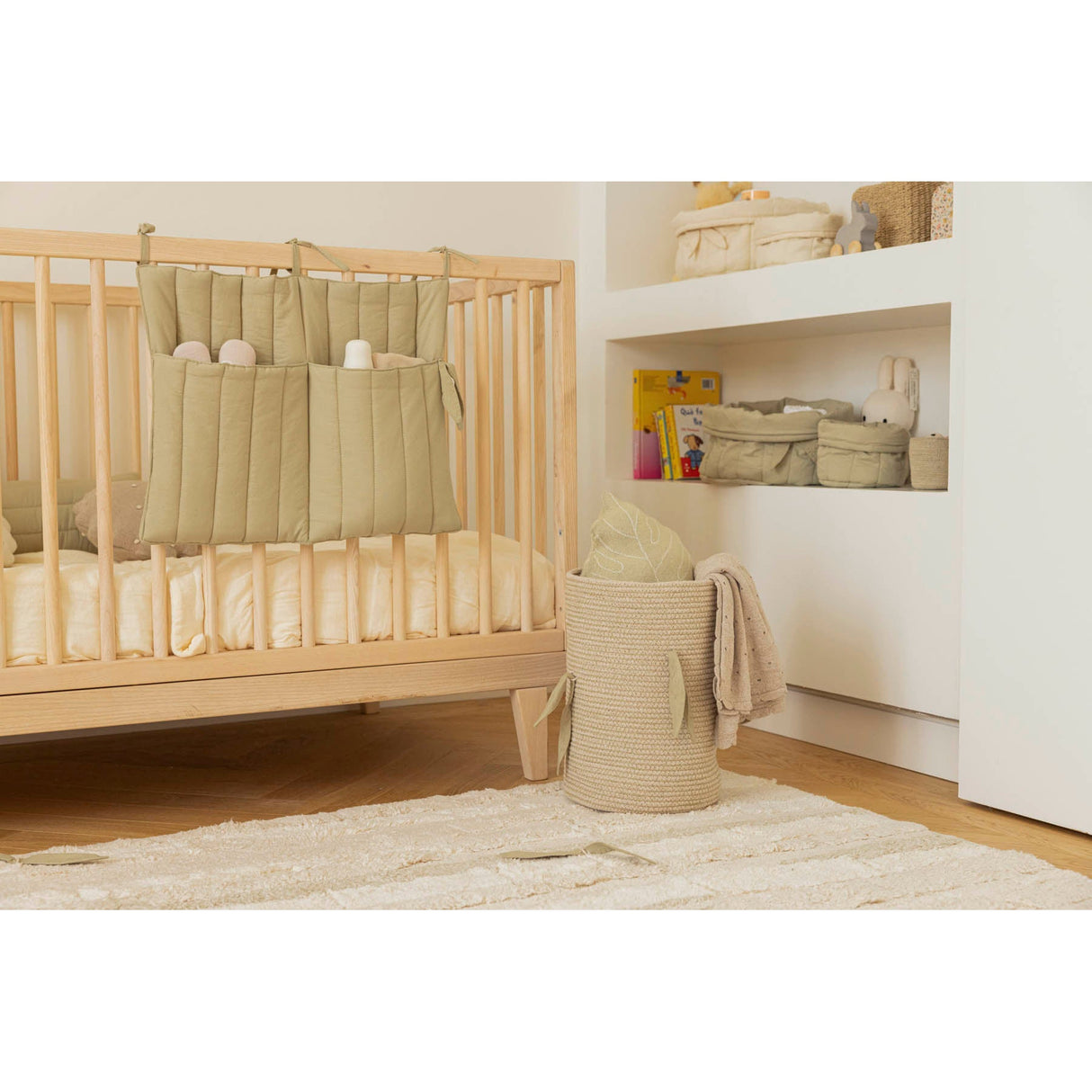 Bambie Olive Set of Two Quilted Baskets