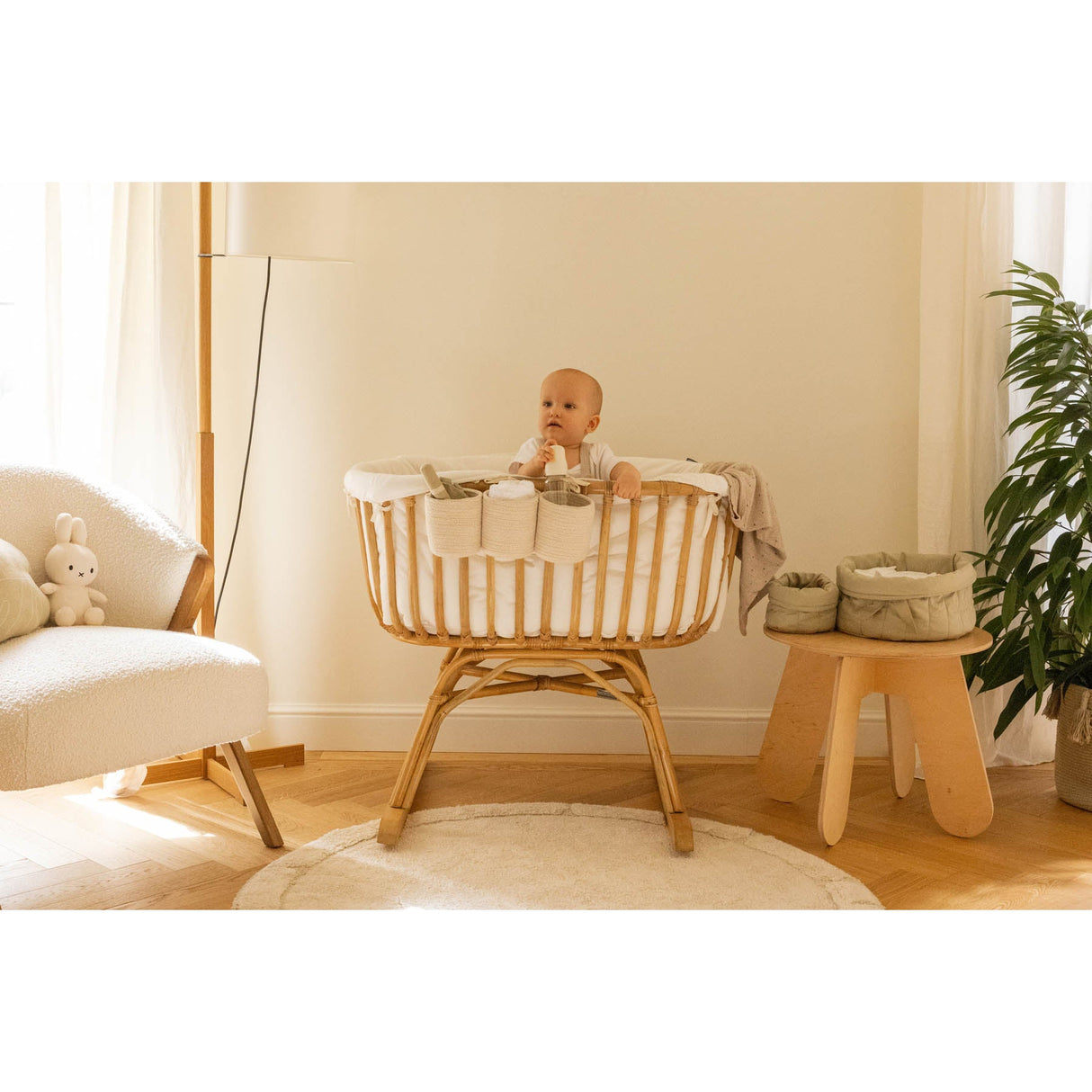 Bambie Olive Set of Two Quilted Baskets