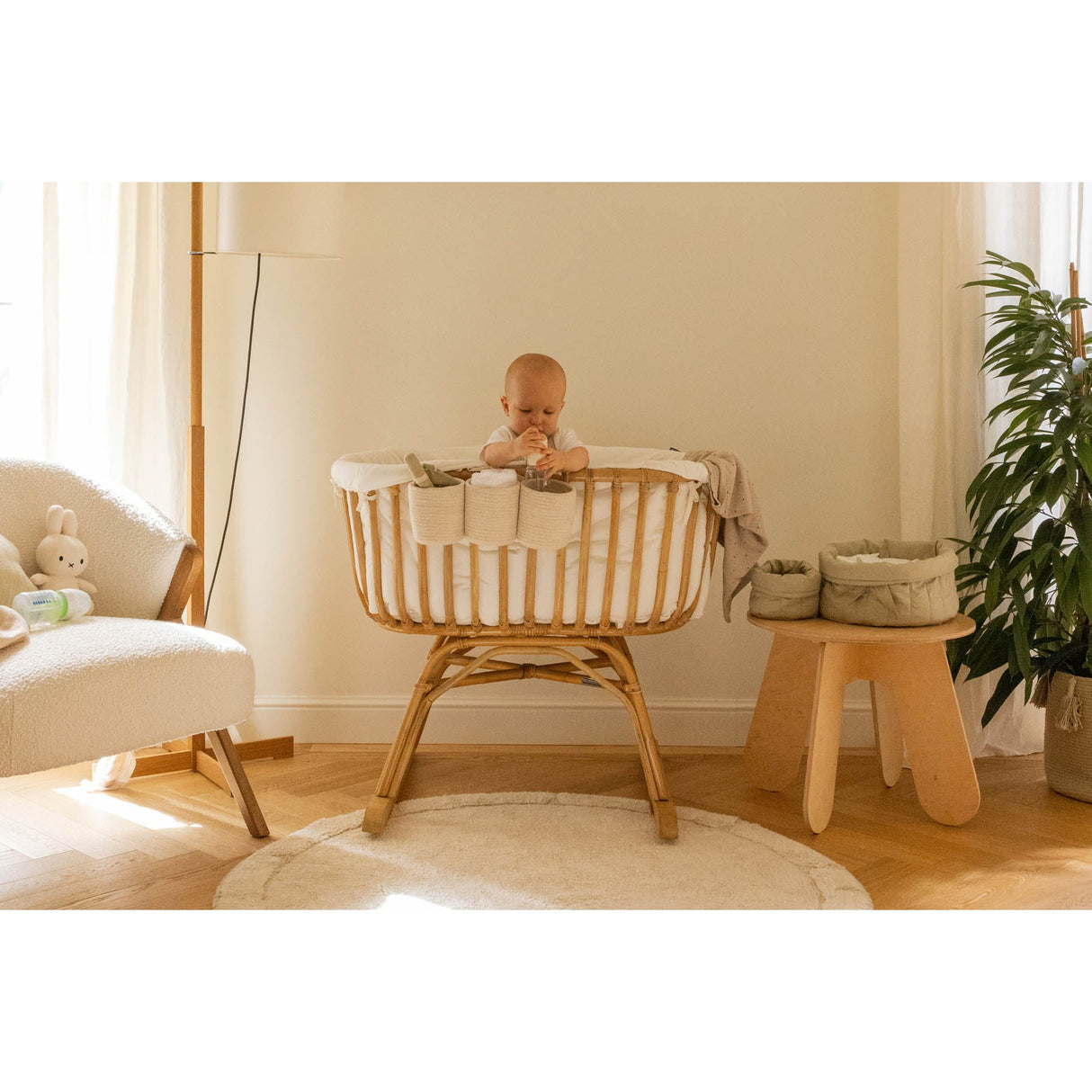 Bambie Olive Set of Two Quilted Baskets