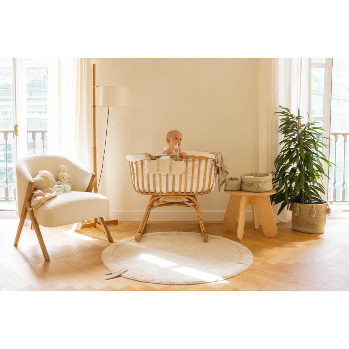 Bambie Olive Set of Two Quilted Baskets