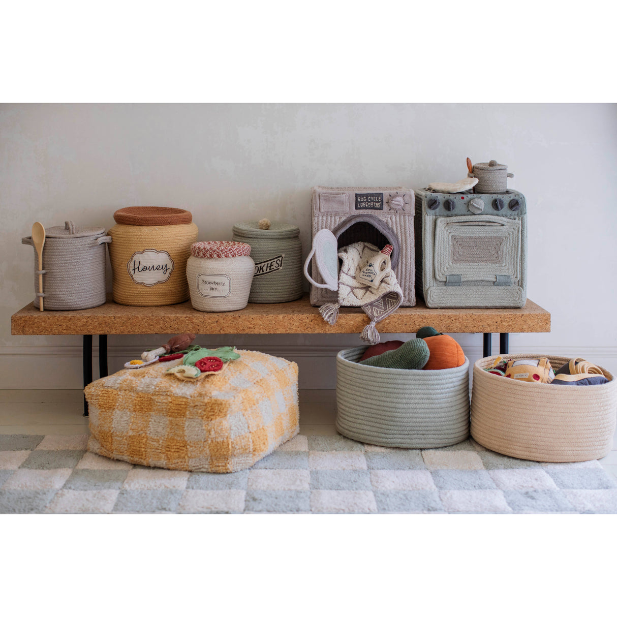 Little Chefs Vichy Honey Pouf